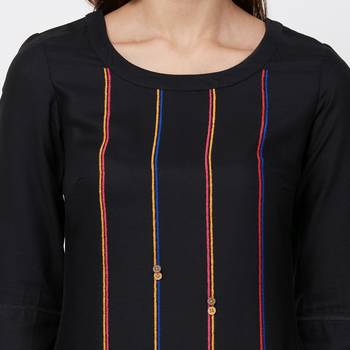 Black plain rayon kurti 5