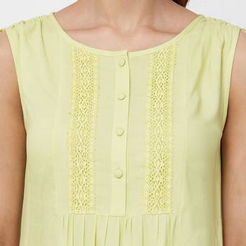 Green embroidered rayon kurti 5