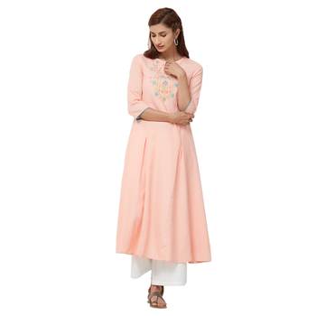 Peach embroidered viscose kurti 1