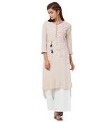 Beige embroidered rayon kurti