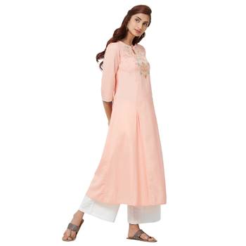 Peach embroidered viscose kurti 2