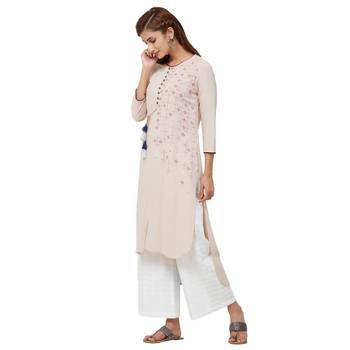 Beige embroidered rayon kurti 2