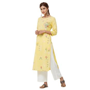 Yellow plain cotton kurti 2