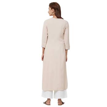 Beige embroidered rayon kurti 3