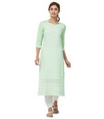Green plain rayon kurti