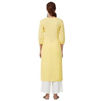 Yellow plain cotton kurti 3