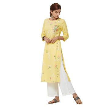 Yellow plain cotton kurti 4