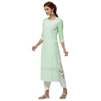 Green plain rayon kurti 2