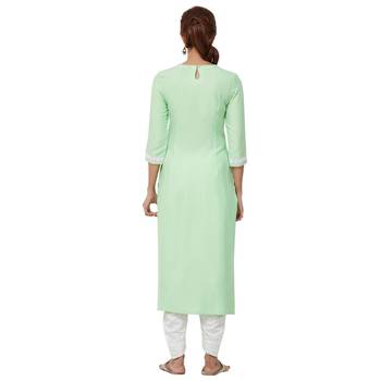 Green plain rayon kurti 3