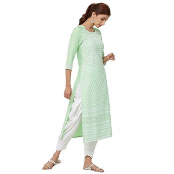 Green plain rayon kurti 4