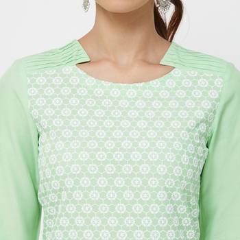 Green plain rayon kurti 5