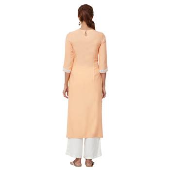 Orange embroidered rayon kurti 3