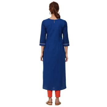 Blue embroidered cotton kurti 3
