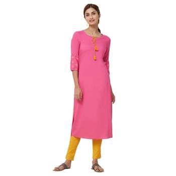 Pink plain rayon kurti 1