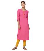 Pink plain rayon kurti