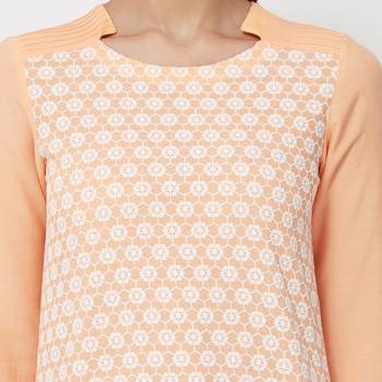 Orange embroidered rayon kurti 5
