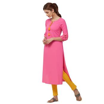 Pink plain rayon kurti 2