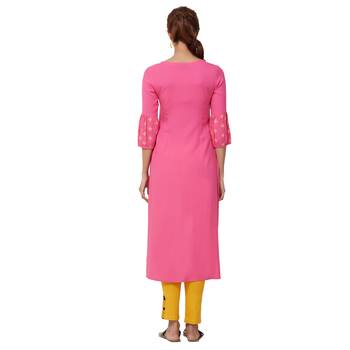 Pink plain rayon kurti 3