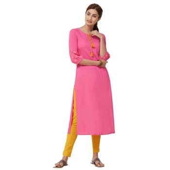 Pink plain rayon kurti 4