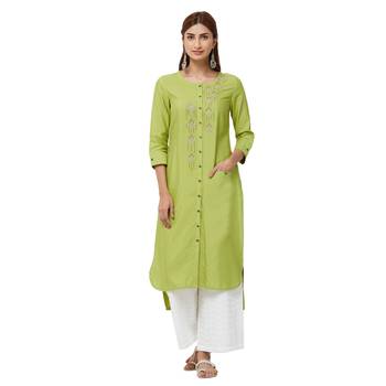 Green embroidered viscose kurti 1