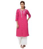 Pink embroidered viscose kurti