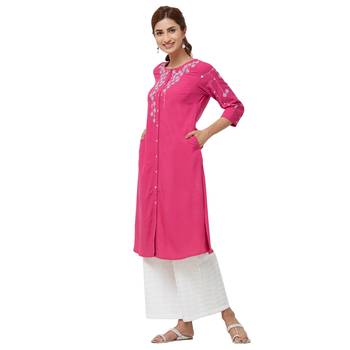 Pink embroidered viscose kurti 2