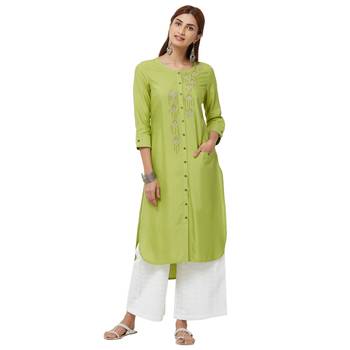 Green embroidered viscose kurti 4