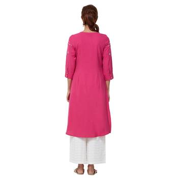 Pink embroidered viscose kurti 3