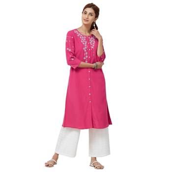 Pink embroidered viscose kurti 4