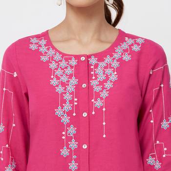 Pink embroidered viscose kurti 5