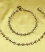 Designer Antique Gold Plated Diamond Stone Worked Payal Anklets