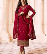 Red embroidered georgette salwar