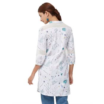 White printed rayon long tops 3