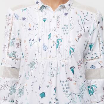 White printed rayon long tops 5