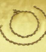 Designer Antique Gold Plated Diamond Stone Worked Payal Anklets.