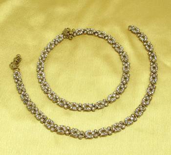Designer Antique Gold Plated Diamond Stone Worked Payal Anklets 1