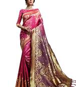 Pink Plain Art Silk Saree With Blouse
