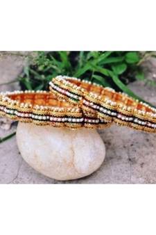 Red Green Moti Meena Kada bangles