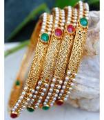 Gold Filigree Pearl Bangles