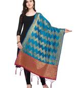Blue Banarasi Silk Zari Woven Dupatta With Tussels