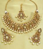 Royal Antique Gold AD Zircon Golden Necklace Jewelry Set