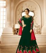 Green embroidered faux georgette salwar with dupatta