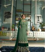 Green embroidered faux georgette salwar with dupatta