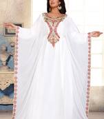 White embroidered georgette islamic kaftans