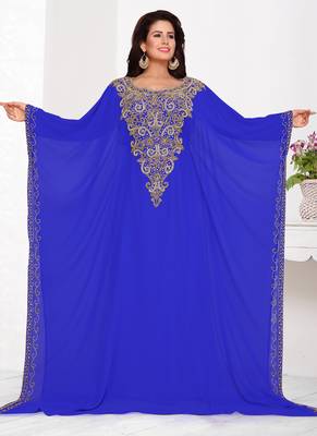 Blue embroidered georgette islamic kaftans 1