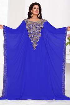 Blue embroidered georgette islamic kaftans