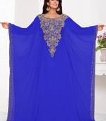 Blue embroidered georgette islamic kaftans
