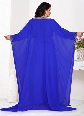 Blue embroidered georgette islamic kaftans 2