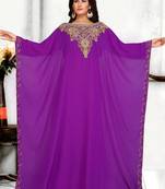 Purple embroidered georgette islamic kaftans