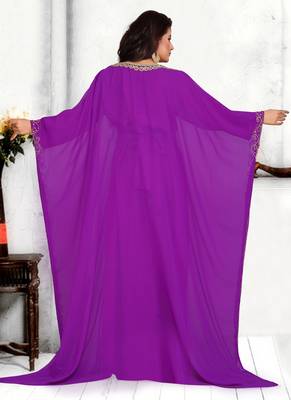 Purple embroidered georgette islamic kaftans 2